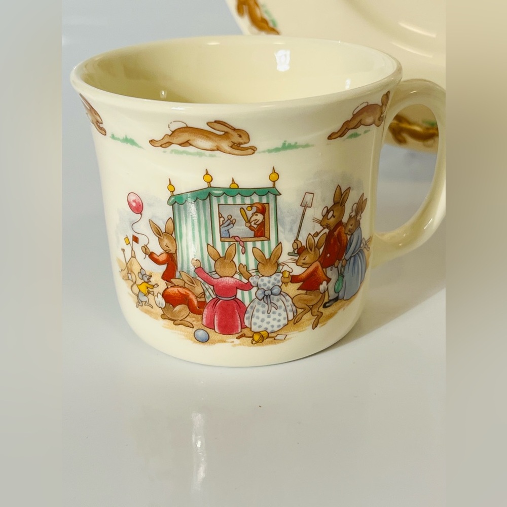 Vintage 1936 Royal Doulton Bunnykins Fine Bone China 3-Piece Nursery Set - Picture 2 of 11